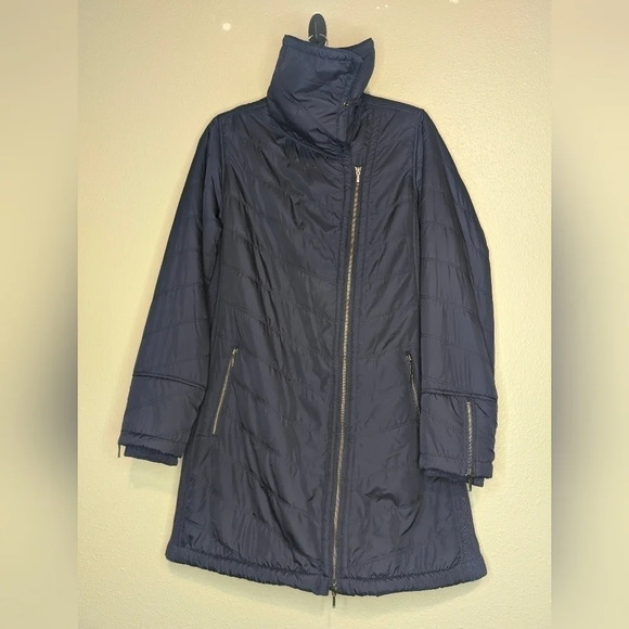 prAna Diva long jacket women size Large color indigo Sherpa lined - Picture 2 of 8